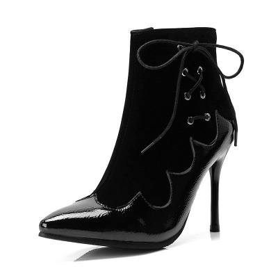 Lace-up Daily Stiletto Heel Zipper Pointed Toe Elegant Boots_8