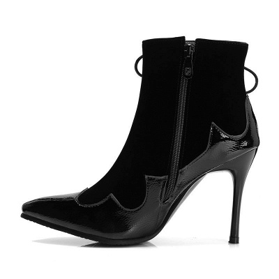 Lace-up Daily Stiletto Heel Zipper Pointed Toe Elegant Boots_10