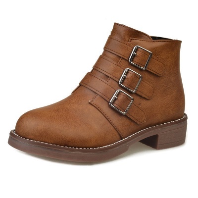 Zipper Tägliche Chunky Heel Round Toe Buckle Stiefel_9