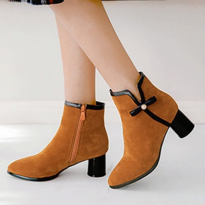 Daily Chunky Heel Zipper Pointed Toe Boots_1