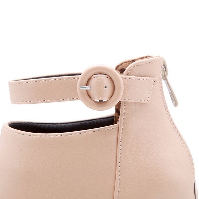 Chunky Heel PU Daily Tie Round Toe Boots_12