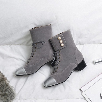 Rivet Chunky Heel Daily Square Toe Boots_5