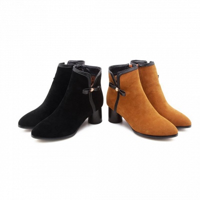 Daily Chunky Heel Zipper Pointed Toe Boots_7