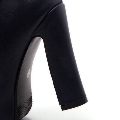 Daily Chunky Heel Zipper Tie Round Toe Elegant Boots_11