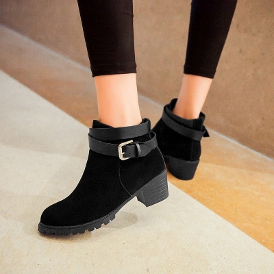 Buckle Chunky Heel Pointed Toe Elegant Boots_5