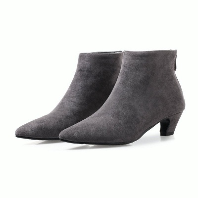 Chunky Heel Zipper Daily Pointed Toe Elegant Boots_4