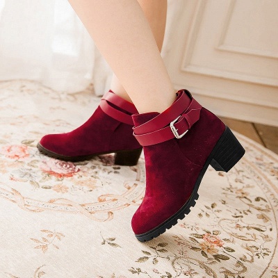 Buckle Chunky Heel Pointed Toe Elegant Boots_7
