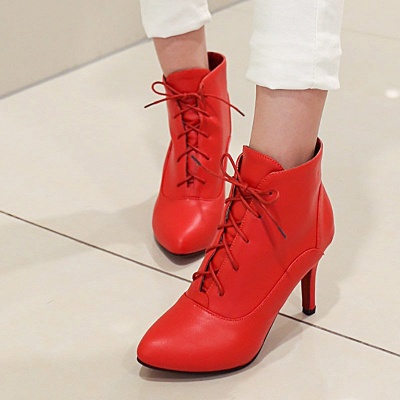 Lace-up Stiletto Heel Pointed Toe Elegant Boots_5