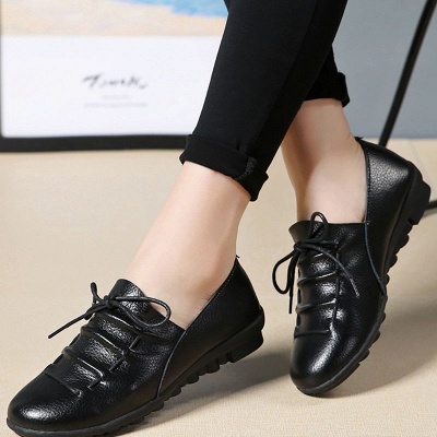 Casual runde Zehe Lace-up flache Ferse Loafers_3