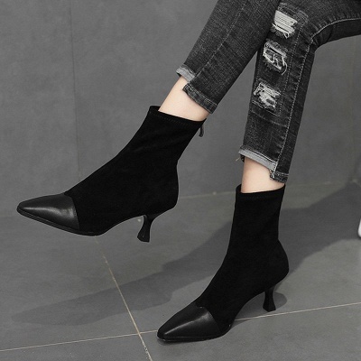 Zipper Cone Heel Daily Pointed Toe Elegant Boots_8