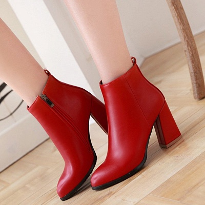 Chunky Heel Zipper Daily Pointed Toe Elegant Boots_7