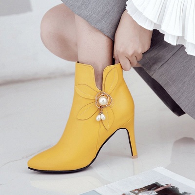 Stiletto Heel Pearl Daily Pointed Toe Elegant Boots_6