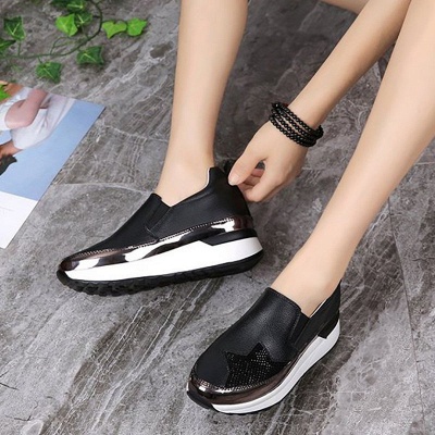 Daily Round Toe Wedge Heel PU Loafers_4