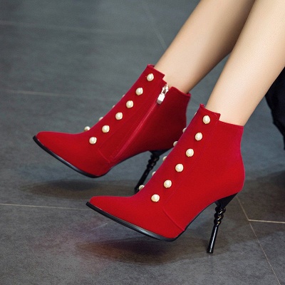 Suede Daily Stiletto Heel Pointed Toe Zipper Boots_8