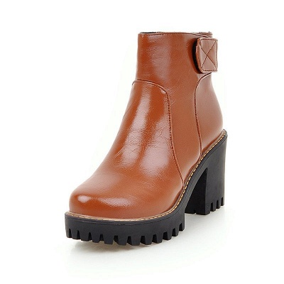 Tägliche Chunky Heel Zipper Round Toe Stiefel_3