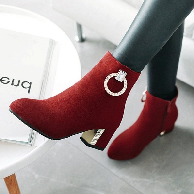 Zipper Daily Chunky Heel Pointed Toe Elegant Boots_4