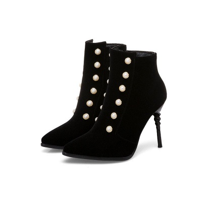 Suede Daily Stiletto Heel Pointed Toe Zipper Boots_3