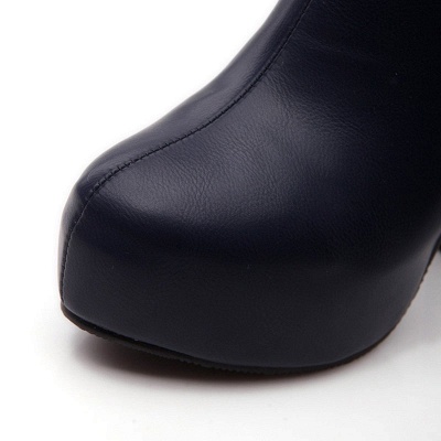 Daily Chunky Heel Zipper Tie Round Toe Elegant Boots_10