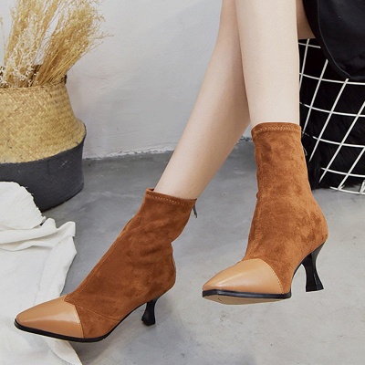 Zipper Cone Heel Daily Pointed Toe Elegant Boots_5