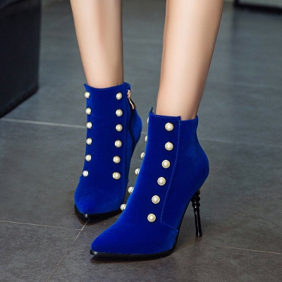 Suede Daily Stiletto Heel Pointed Toe Zipper Boots_9