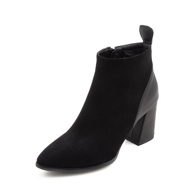 Chunky Heel Suede Elegant Round Toe Boots_8