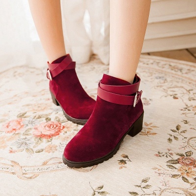 Buckle Chunky Heel Pointed Toe Elegant Boots_1