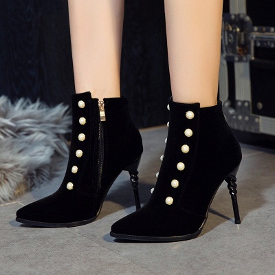 Suede Daily Stiletto Heel Pointed Toe Zipper Boots_6