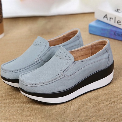 Wedge Heel Daily Round Toe Casual Loafers_11
