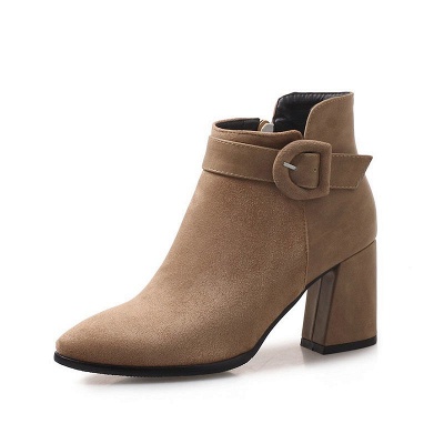 Daily Chunky Heel Suede Round Toe Boot_9