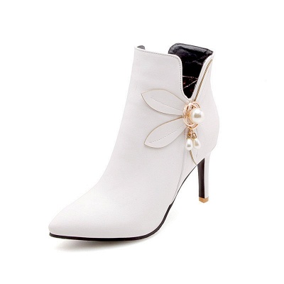 Stiletto Heel Pearl Daily Pointed Toe Elegant Boots_1