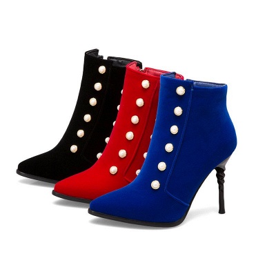 Suede Daily Stiletto Heel Pointed Toe Zipper Boots_10
