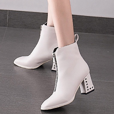 Zipper Chunky Heel Winter PU Daily Heel medio (3-8cm) Bota_6