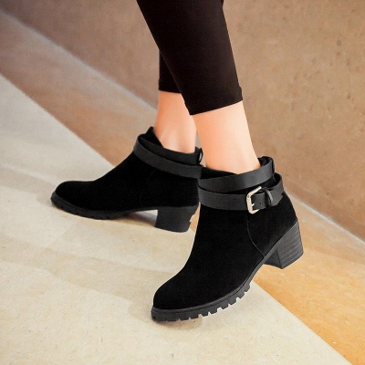 Buckle Chunky Heel Pointed Toe Elegant Boots_3