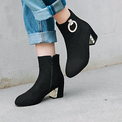 Zipper Daily Chunky Heel Pointed Toe Elegant Boots_5