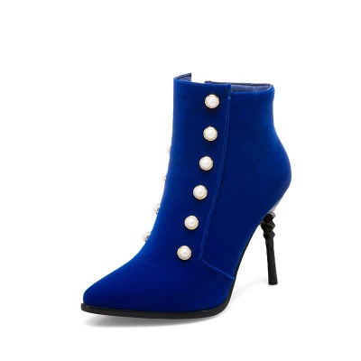 Suede Daily Stiletto Heel Pointed Toe Zipper Boots_11