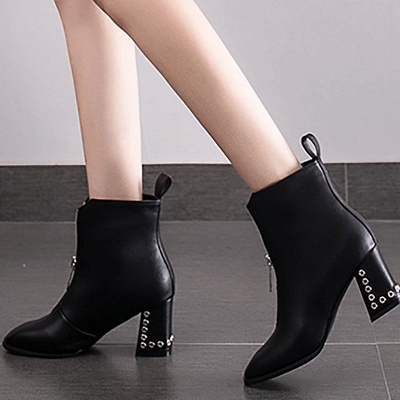 Zipper Chunky Heel Winter PU Daily Heel medio (3-8cm) Bota_5