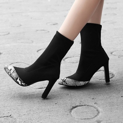 Daily Chunky Heel Pointed Toe Elegant PU Boots_5