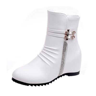 Daily Zipper PU Wedge Heel Round Toe Elegant Boots_9