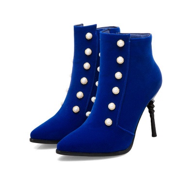 Suede Daily Stiletto Heel Pointed Toe Zipper Boots_2