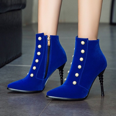 Suede Daily Stiletto Heel Pointed Toe Zipper Boots_4