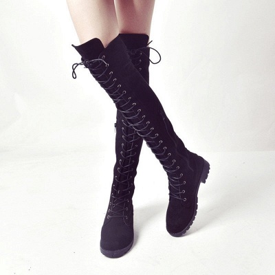 Lace-up Daily Chunky Heel Round Toe Suede Boot_9