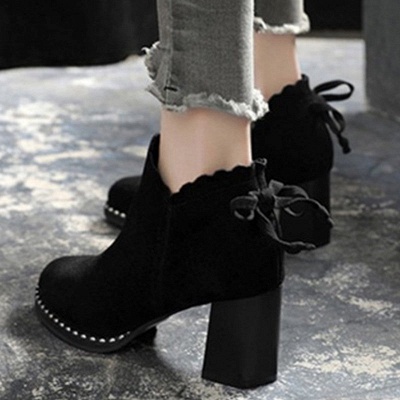 Suede Bowknot Zipper Boots_4