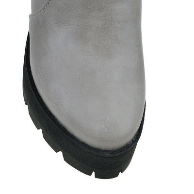 Chunky Heel Daily Zipper Round Toe Boots_15