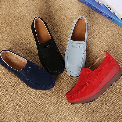 Wedge Heel Daily Round Toe Casual Loafers_9