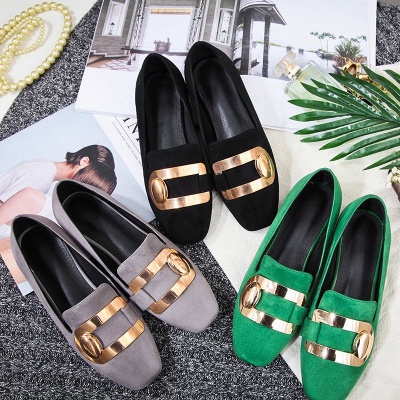 Daily Chunky Heel Suede Square Toe Loafers_5