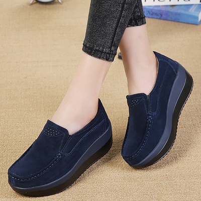 Wedge Heel Daily Round Toe Casual Loafers_2