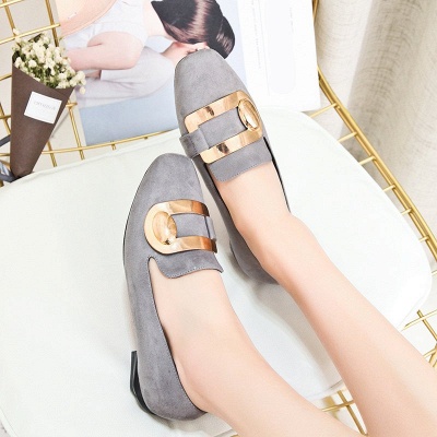 Daily Chunky Heel Suede Square Toe Loafers_2