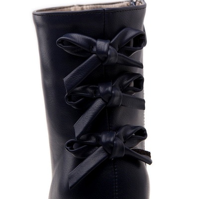 Daily Chunky Heel Zipper Tie Round Toe Elegant Boots_14