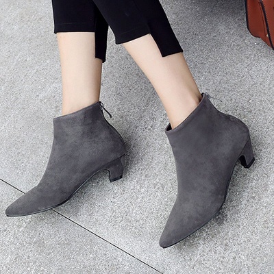 Chunky Heel Zipper Daily Pointed Toe Elegant Boots_9