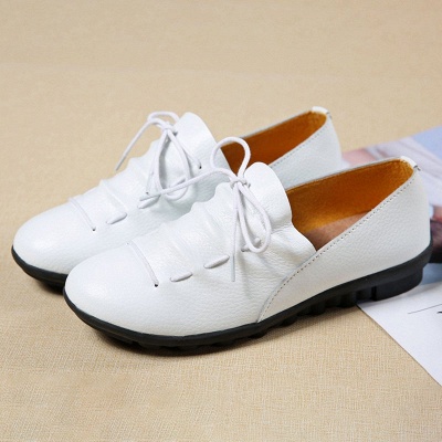 Casual Round Toe Lace-up Flat Heel Loafers_10